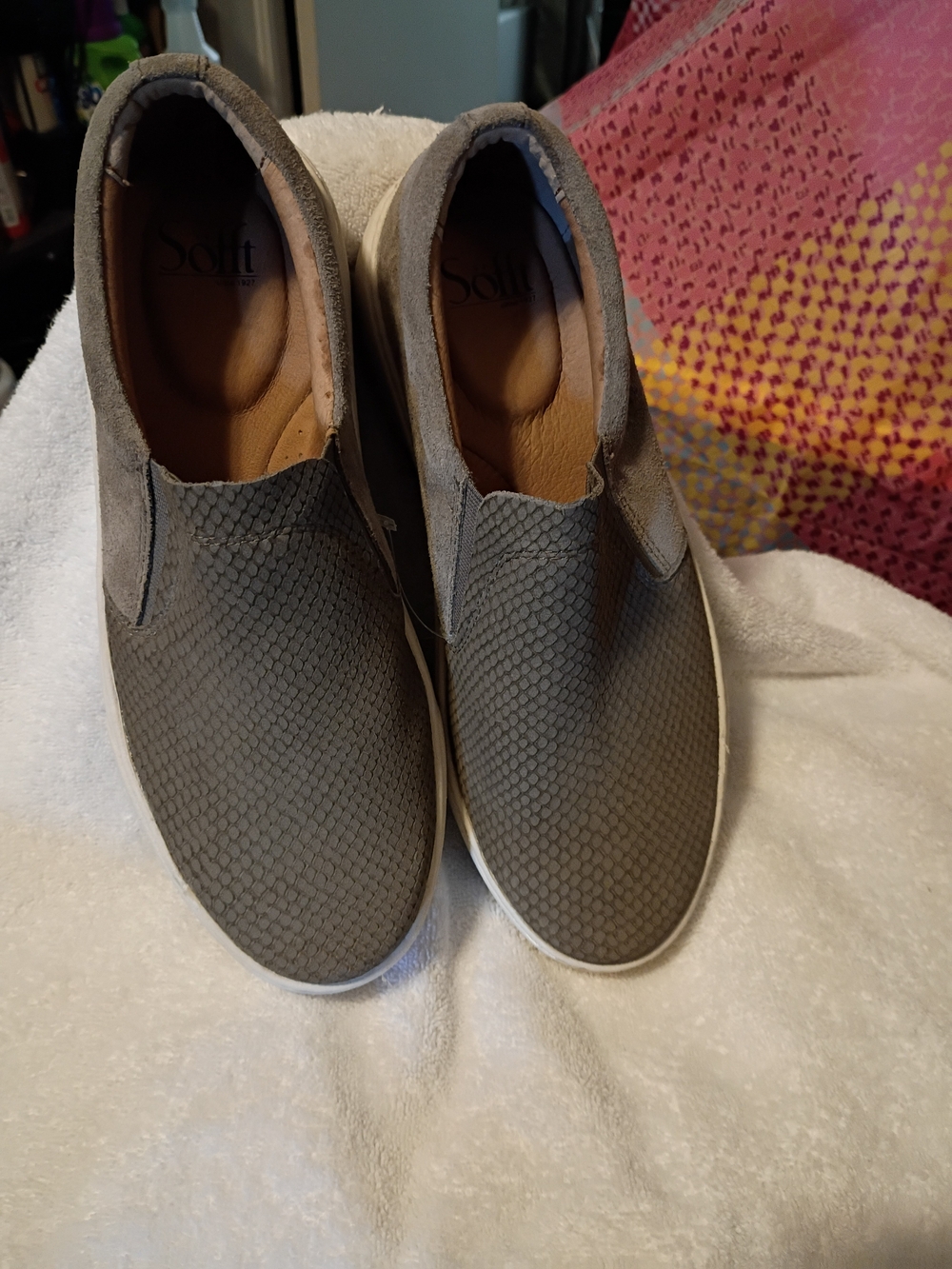 Sofft Taupe Textured Slip-On Loafers